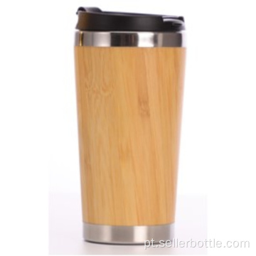 Copo de café de bambu com tampa de plástico de 450mL